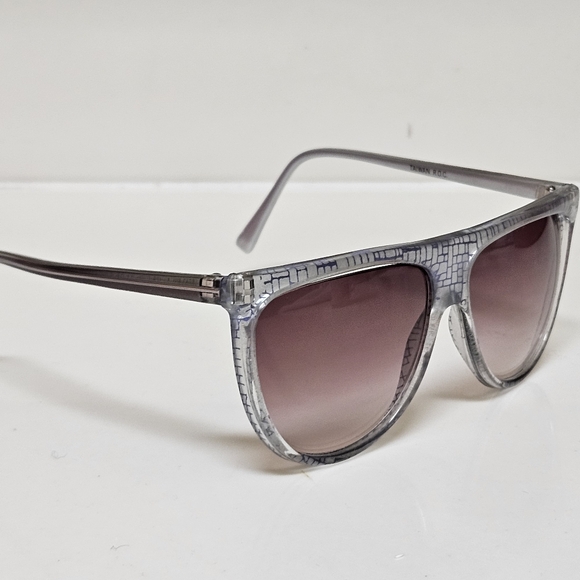 Vintage Cool-Ray Sunglasses Flat Top Silver Patterned Brown Gradient Lenses - Picture 8 of 13